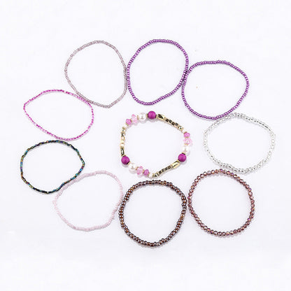 Conjunto de pulseras de perlas de cristal natural de estilo bohemio
