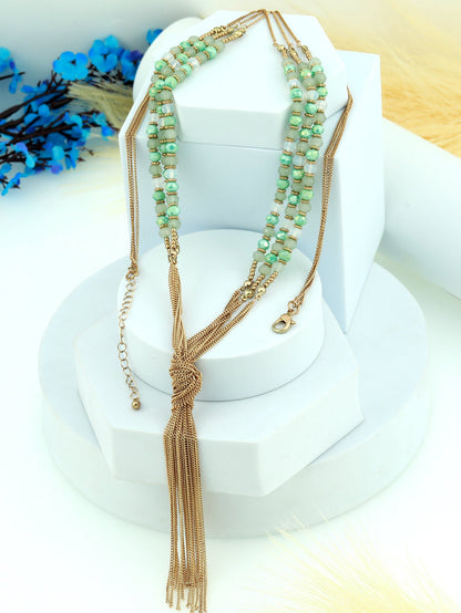 Collar bohemio con borlas de cristal multicapa