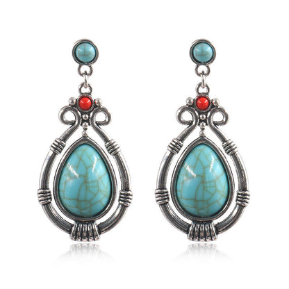 Boucles d'oreilles pendantes creuses en turquoise bohème pour femme