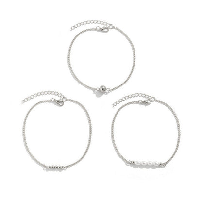 Conjunto de tobilleras con perlas de imitación y cuentas bohemias