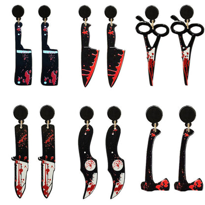 Halloween Women Horror Funny Acrylic Knife Earrings
