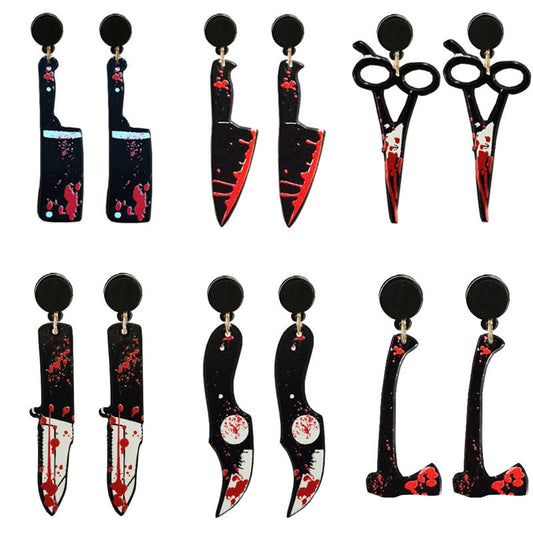 Halloween Women Horror Funny Acrylic Knife Earrings