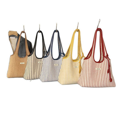 Sac fourre-tout décontracté à rayures pour femme, grande capacité