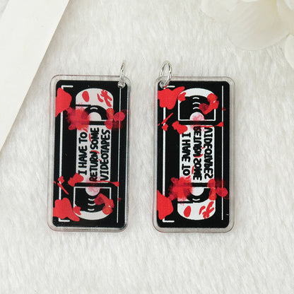 Pendientes de calavera acrílica de doble cara para mujer, de Halloween
