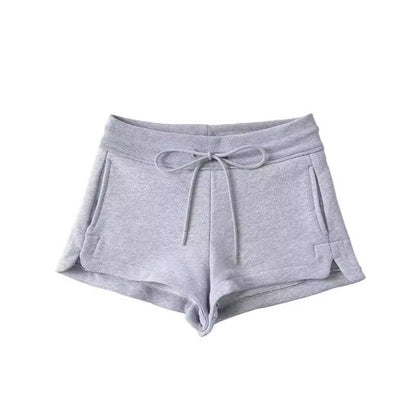Pantalones cortos de cintura alta con cordón y color liso a la moda para mujer