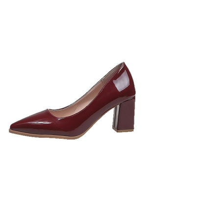 Plus Size Solid Color Chunky Heel Shoes for Women