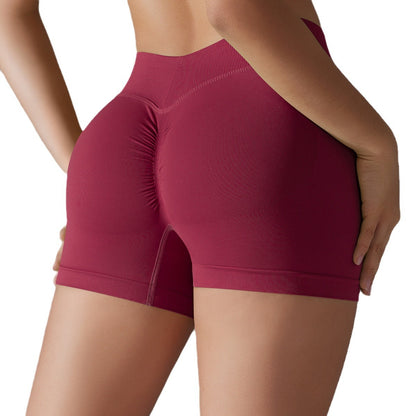 Pantalones cortos deportivos de yoga de color sólido sin costuras sexys para mujer