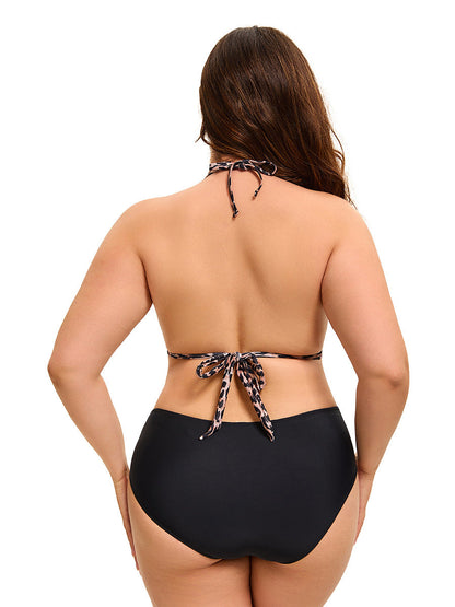 Conjunto de traje de baño sexy con estampado de leopardo para mujer de talla grande
