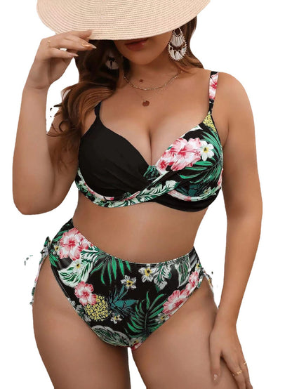 Traje de baño con estampado floral para mujer de talla grande