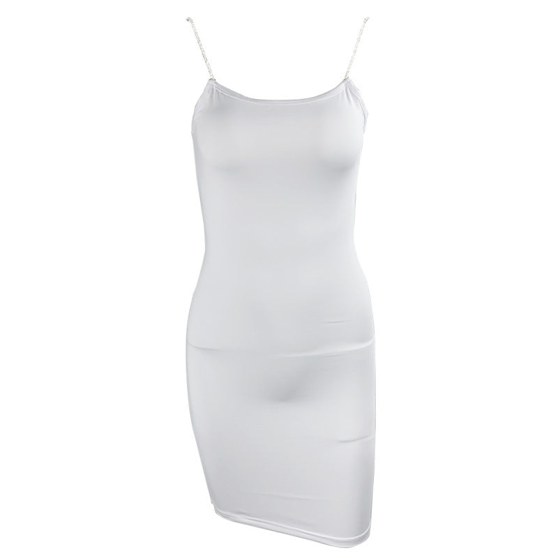 Women Fashion Sexy Solid Color Spaghetti Strap Dress