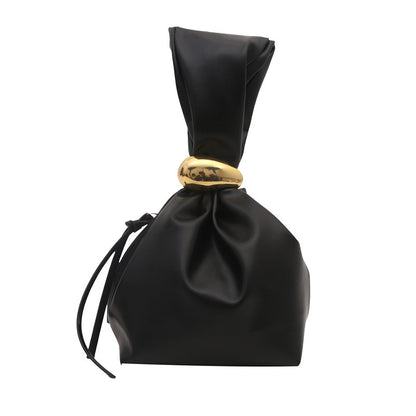 Bolso de mano retro plisado de color liso para mujer