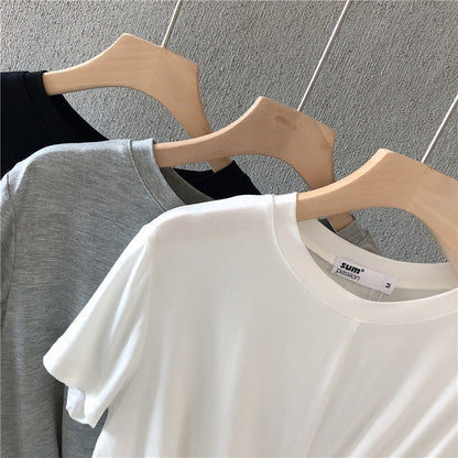 Summer Casual Basic Solid Color Short Sleeve Blank T-Shirt