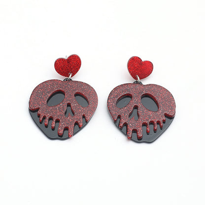 Pendientes de calavera de Halloween con personalidad creativa y divertida
