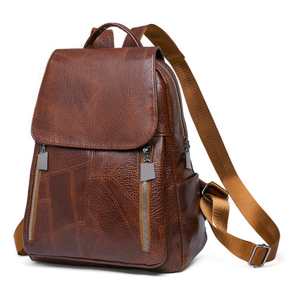 Women Large Capacity Retro Travel Leather Backpack