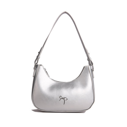 Women Casual Solid Color Shoulder Bag with Bowknot Decoration