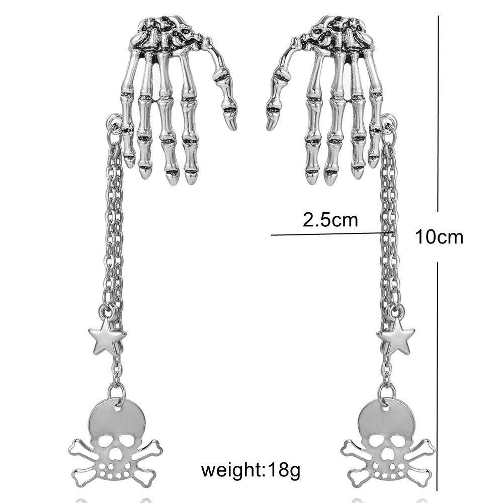 Boucles d'oreilles gothiques Halloween vintage crâne pompon