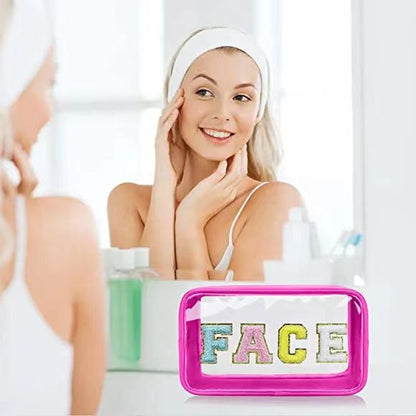 Bolsa de cosméticos con letras sencillas para mujer