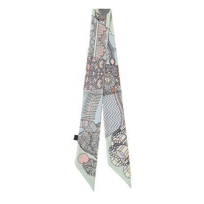 Écharpe à poignée de sac à ruban imprimé à motif géométrique tendance
