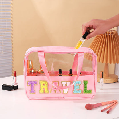 Fashion Transparent PVC Letters Portable Cosmetic Bag