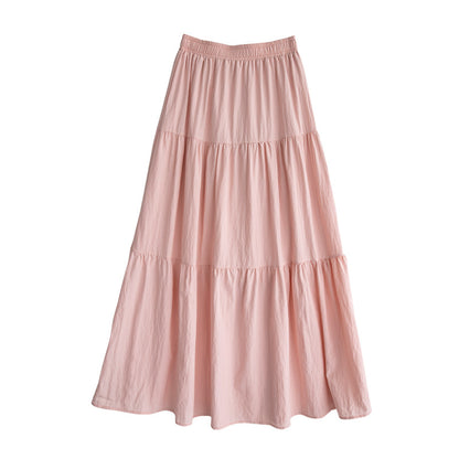 Women Basic Solid Color Long Skirt