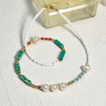 Collar de ágata de verano con perlas de estilo bohemio