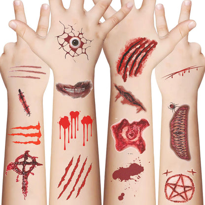 Tatouages de cicatrices d'Halloween réalistes et horrifiants, 10 pièces