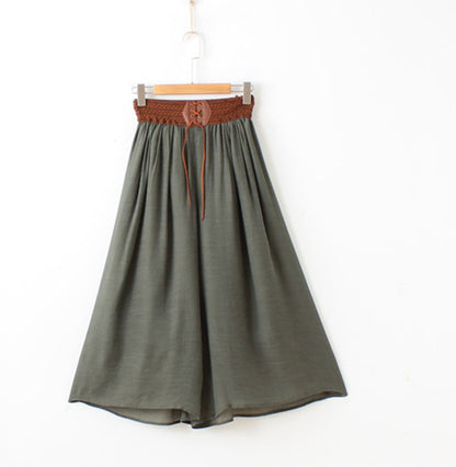 Pantalones anchos de lino y algodón para mujer