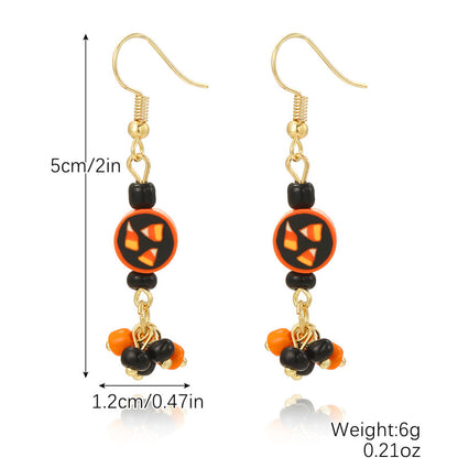 Halloween Women Creative Pumpkin Skull Bat Earrings