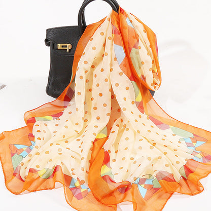 Bufanda de gasa con bloques de color para mujer, moda primavera-verano