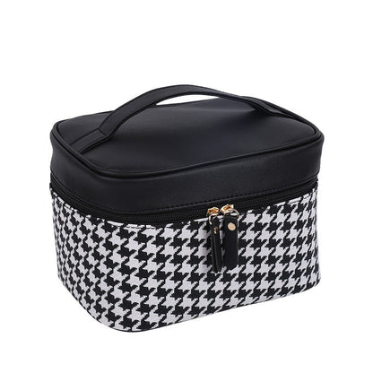 Bolsa de cosméticos de pata de gallo de moda en blanco y negro