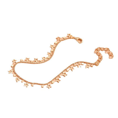 Tobillera bohemia de múltiples capas con corazón y estrella