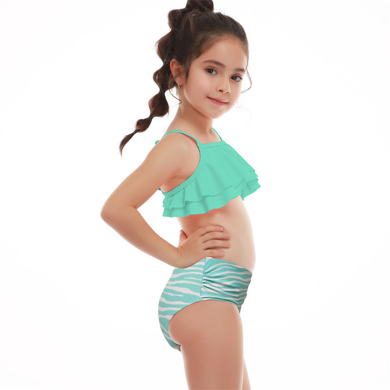 Kids Girls Casual Cute Floral Print Tankinis Swimwear
