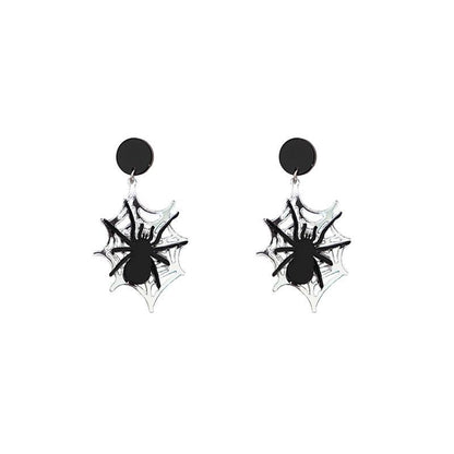 Halloween Gothic Black Spider Acrylic Earrings