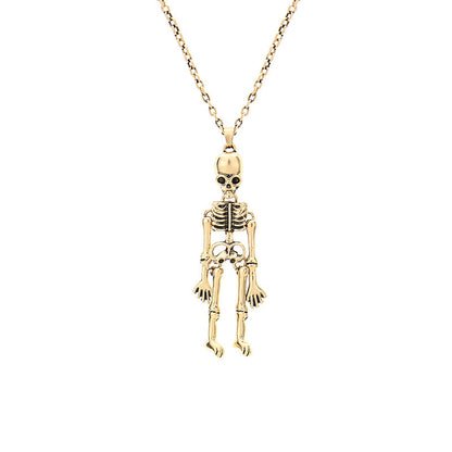 Collar de metal con colgante de esqueleto unisex de Halloween