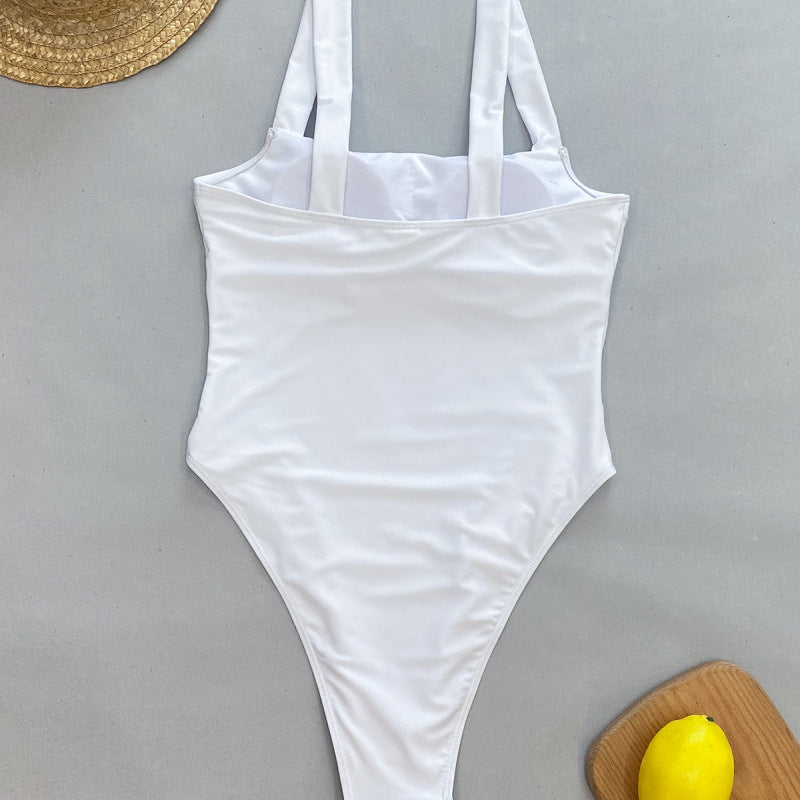Women Sexy Summer Vacation Color Blocking One-Piece Swimwear