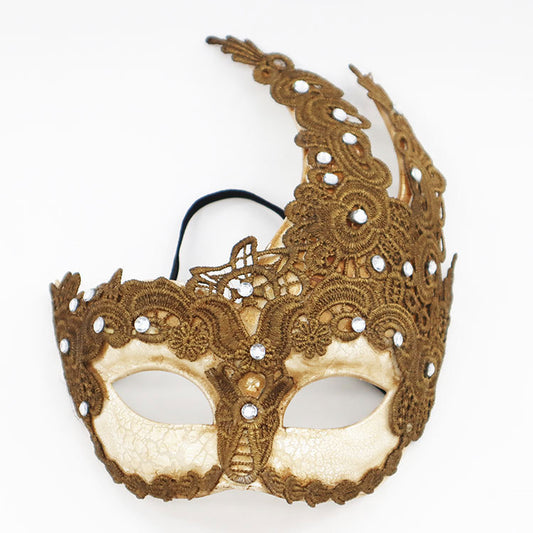 Máscara unisex de encaje con diamantes craquelados para Halloween.