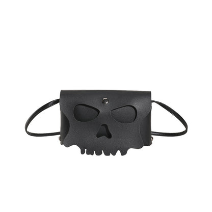 Sac bandoulière tendance et créatif à motif tête de mort de couleur unie