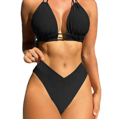 Bikini sexy con cuello halter dividido para mujer para vacaciones de verano