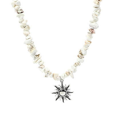 Collar con colgante de grava natural de estilo bohemio