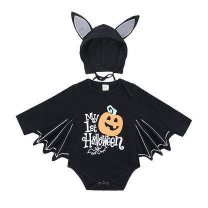 Baby Halloween Long Sleeve Cotton Bodysuit with Pumpkin Design