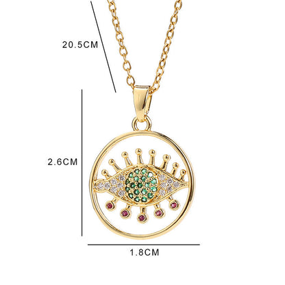 Collar con colgante de ojo de diablo de circonita multicolor para mujer
