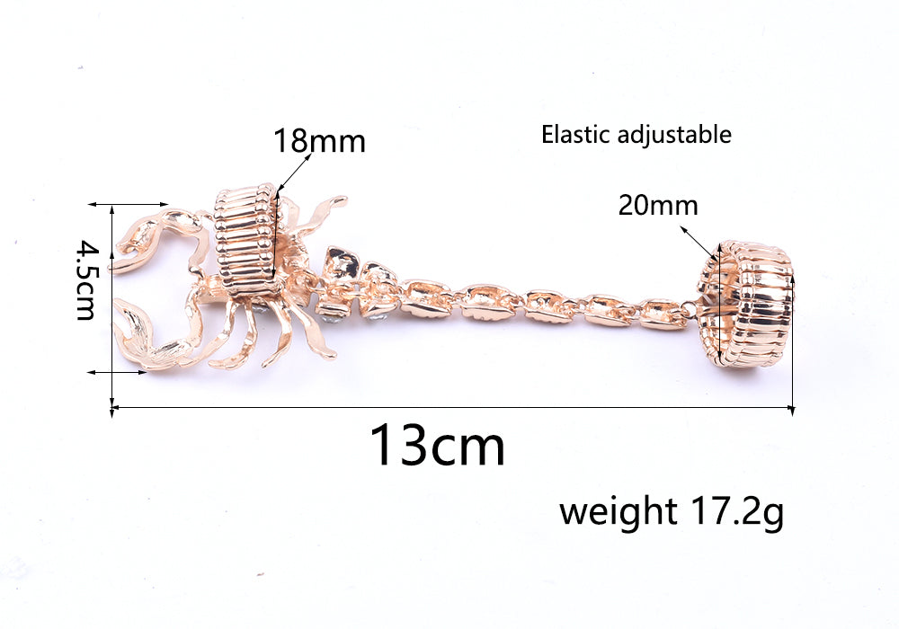 Bague rétro en cristal avec motif scorpion pour femme