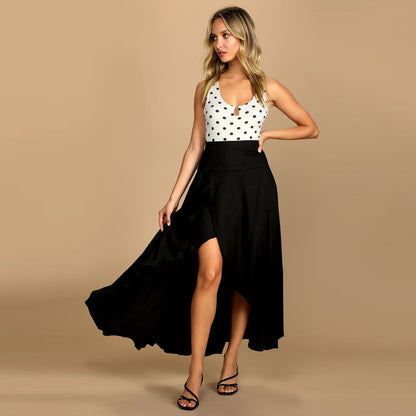 Falda irregular suelta de color sólido informal de verano para mujer