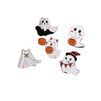 Broche en alliage représentant une lampe citrouille fantôme de dessin animé pour Halloween