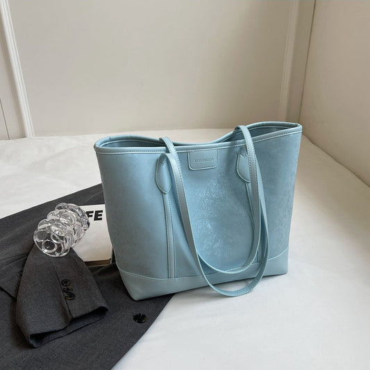 Women Fashionable Solid Color PU Tote Bag