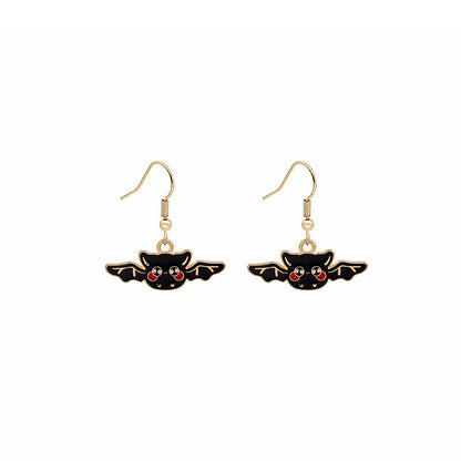 Pendientes de búho oscuro de Halloween con personalidad de moda para mujer