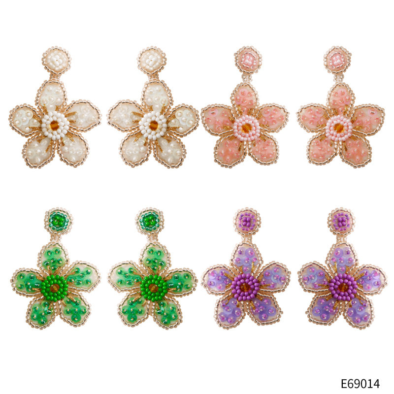 Boucles d'oreilles bohèmes en perles florales pour femmes