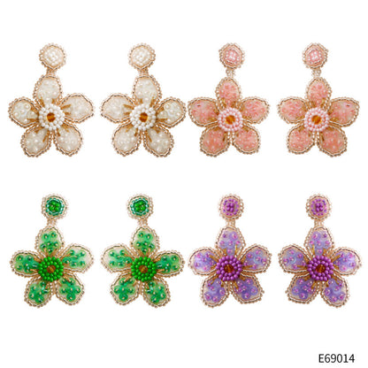 Boucles d'oreilles bohèmes en perles florales pour femmes