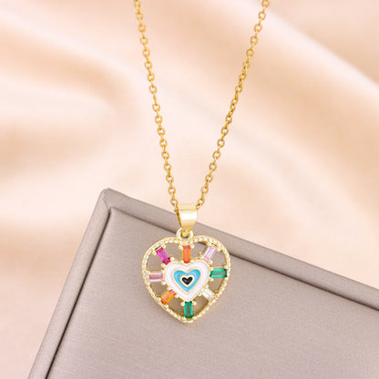 Collar con colgante hueco multicolor bohemio para mujer