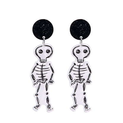 Pendientes acrílicos de Halloween con forma de calabaza y gato para mujer